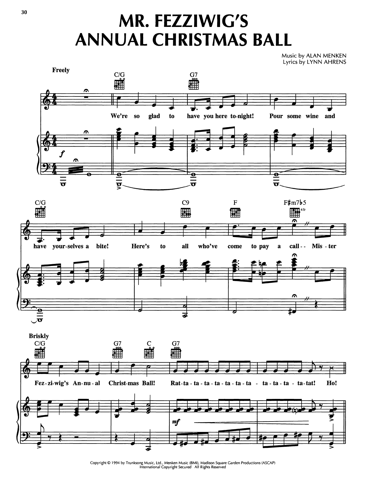 Lynn Ahrens Mr. Fezziwig's Annual Christmas Ball (from A Christmas Carol) Sheet Music Notes & Chords for Piano, Vocal & Guitar Chords (Right-Hand Melody) - Download or Print PDF