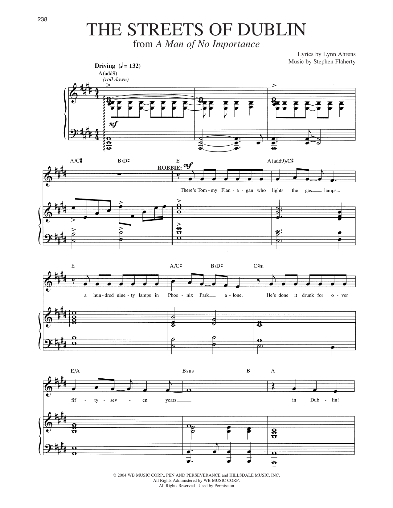 Lynn Ahrens The Streets Of Dublin (from A Man Of No Importance) Sheet Music Notes & Chords for Piano & Vocal - Download or Print PDF