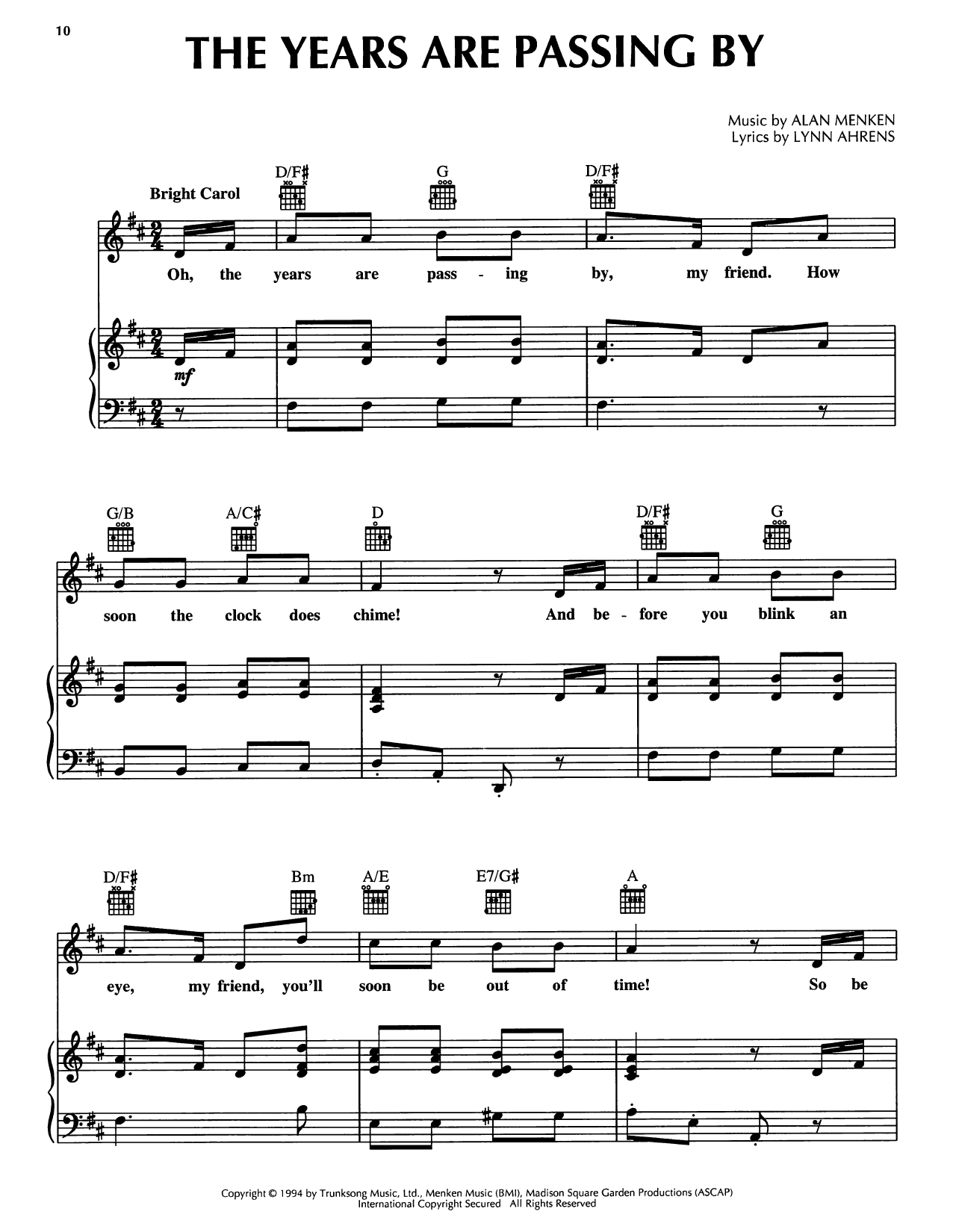 Lynn Ahrens The Years Are Passing By (from A Christmas Carol) Sheet Music Notes & Chords for Piano, Vocal & Guitar Chords (Right-Hand Melody) - Download or Print PDF