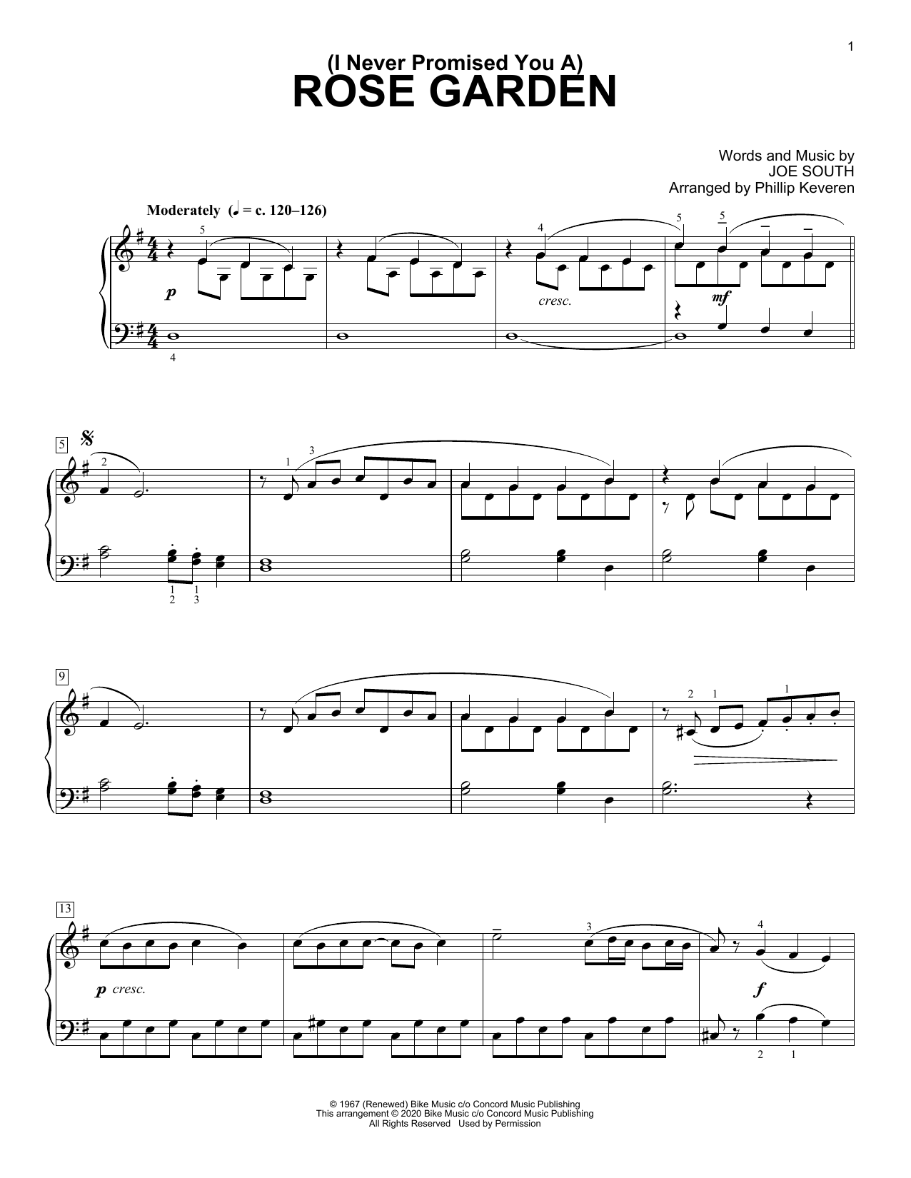 Lynn Anderson (I Never Promised You A) Rose Garden [Classical version] (arr. Phillip Keveren) Sheet Music Notes & Chords for Piano Solo - Download or Print PDF