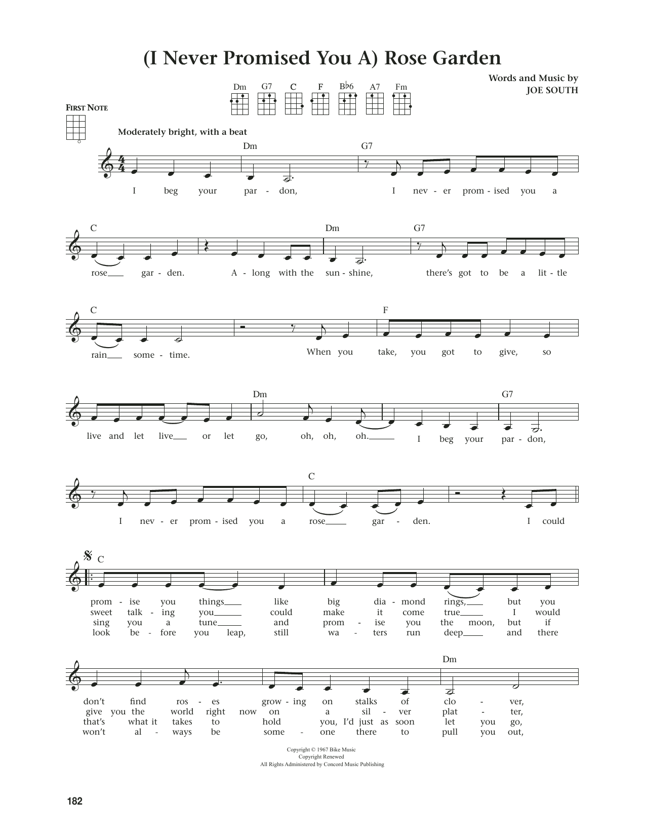 Lynn Anderson (I Never Promised You A) Rose Garden (from The Daily Ukulele) (arr. Jim Beloff) Sheet Music Notes & Chords for Ukulele - Download or Print PDF