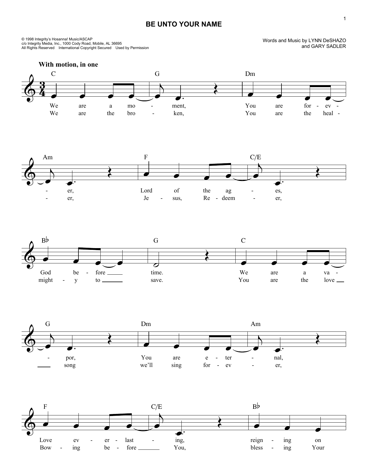 Lynn DeShazo Be Unto Your Name Sheet Music Notes & Chords for Ukulele - Download or Print PDF