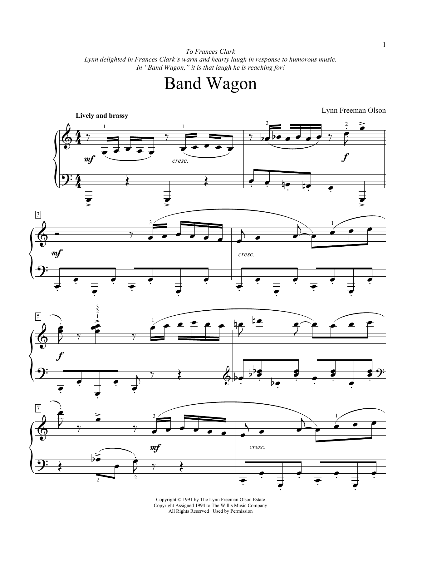 Lynn Freeman Olson Band Wagon Sheet Music Notes & Chords for Educational Piano - Download or Print PDF