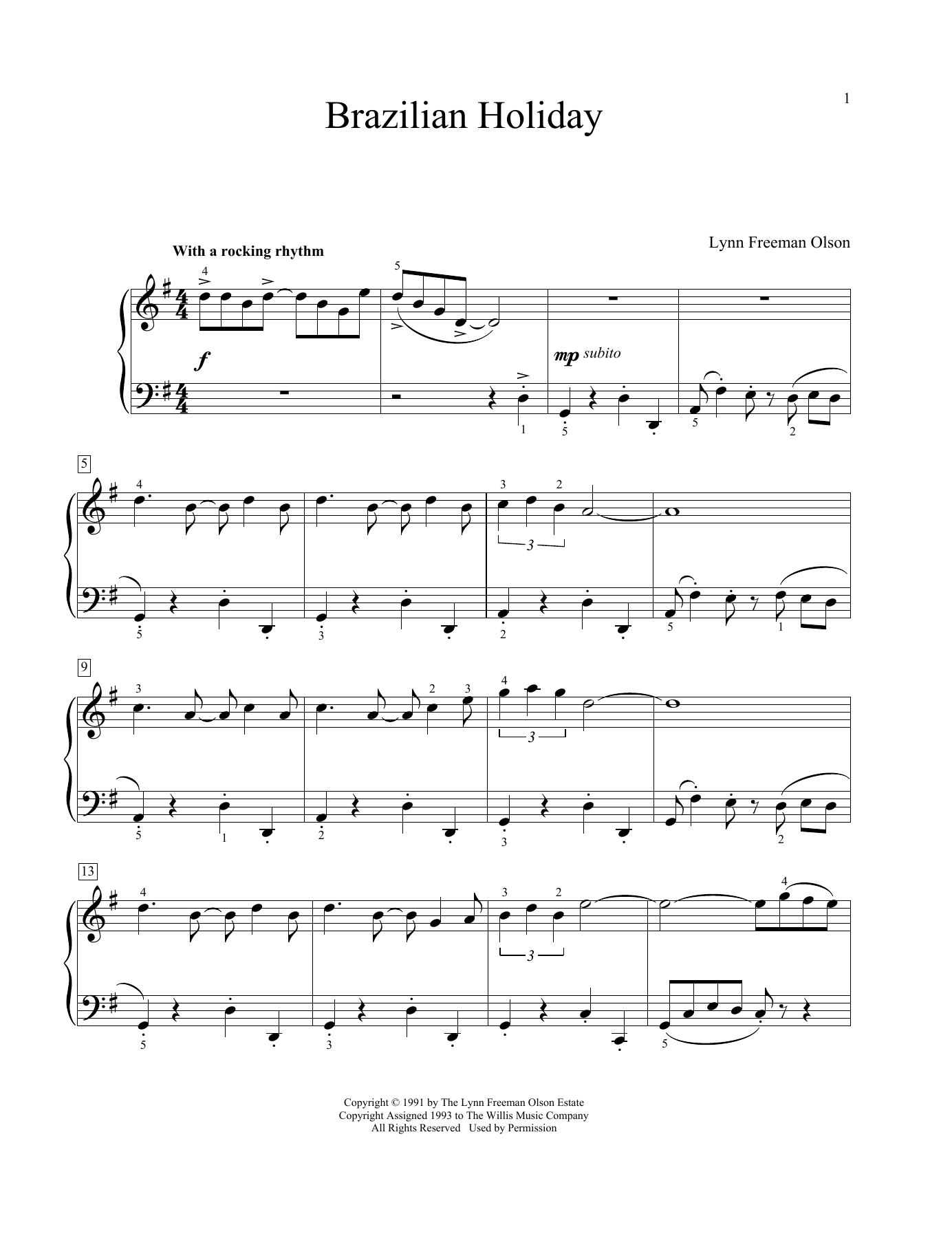 Lynn Freeman Olson Brazilian Holiday Sheet Music Notes & Chords for Educational Piano - Download or Print PDF