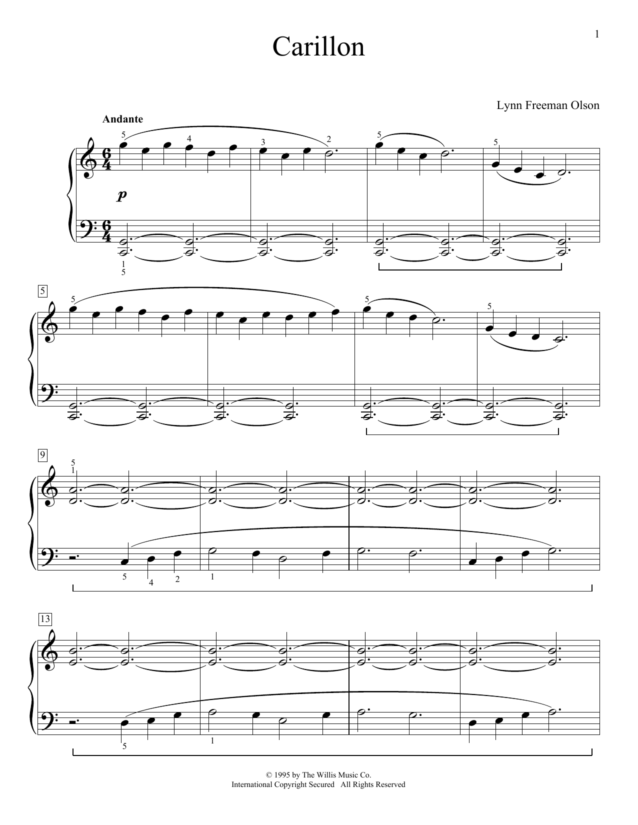 Lynn Freeman Olson Carillon Sheet Music Notes & Chords for Educational Piano - Download or Print PDF
