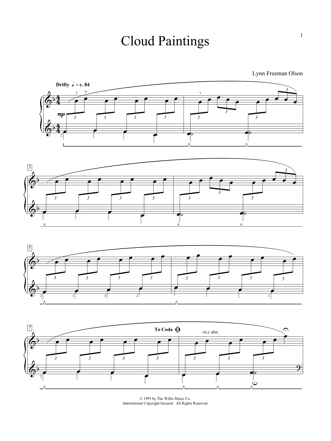 Lynn Freeman Olson Cloud Paintings Sheet Music Notes & Chords for Educational Piano - Download or Print PDF