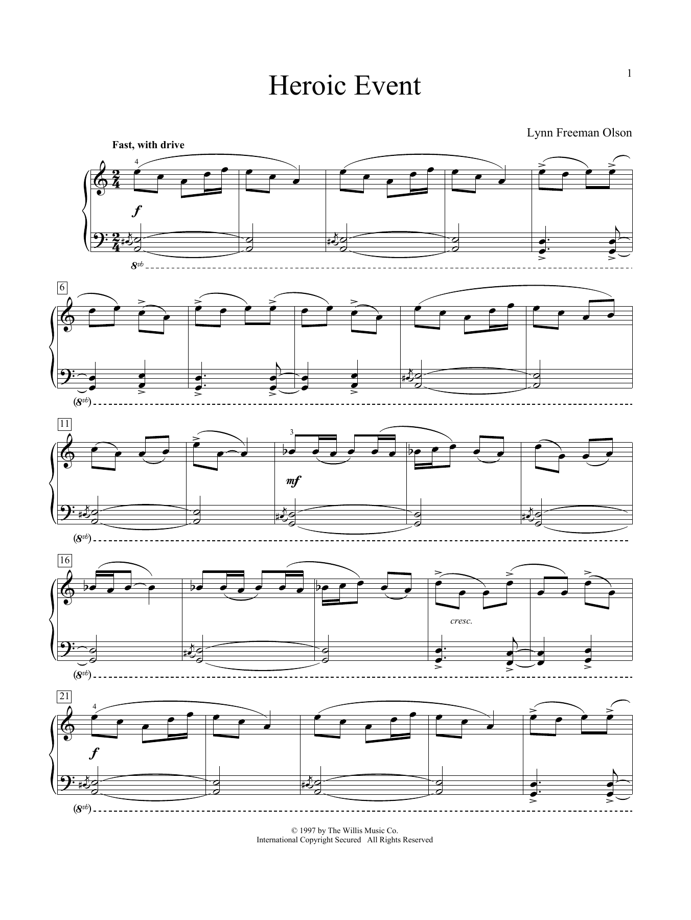 Lynn Freeman Olson Heroic Event Sheet Music Notes & Chords for Educational Piano - Download or Print PDF