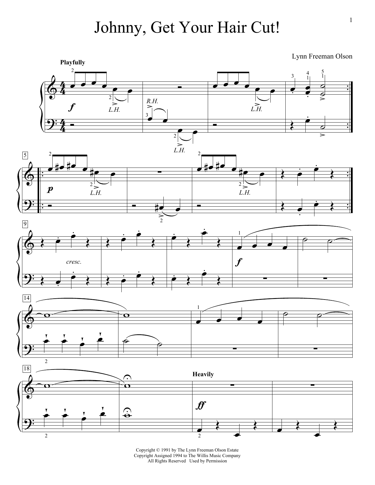 Lynn Freeman Olson Johnny, Get Your Hair Cut! Sheet Music Notes & Chords for Educational Piano - Download or Print PDF