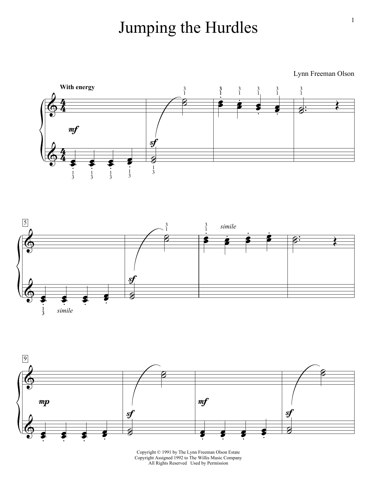 Lynn Freeman Olson Jumping The Hurdles Sheet Music Notes & Chords for Educational Piano - Download or Print PDF