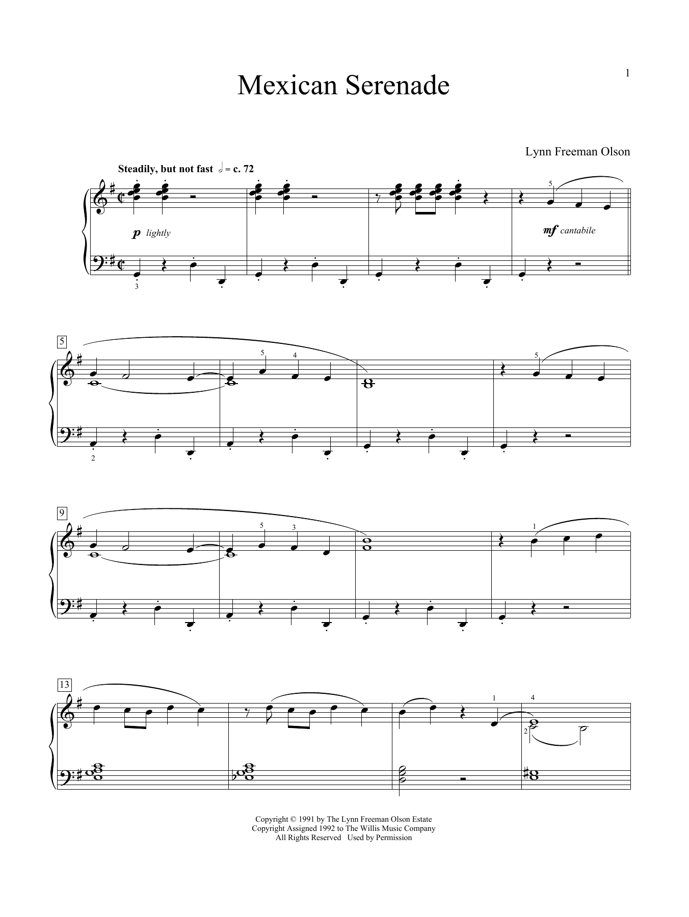 Lynn Freeman Olson Mexican Serenade Sheet Music Notes & Chords for Educational Piano - Download or Print PDF
