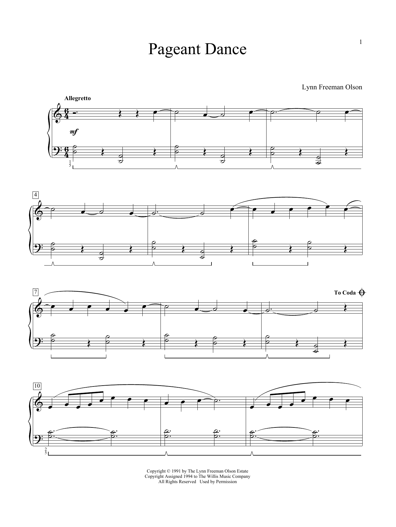 Lynn Freeman Olson Pageant Dance Sheet Music Notes & Chords for Educational Piano - Download or Print PDF