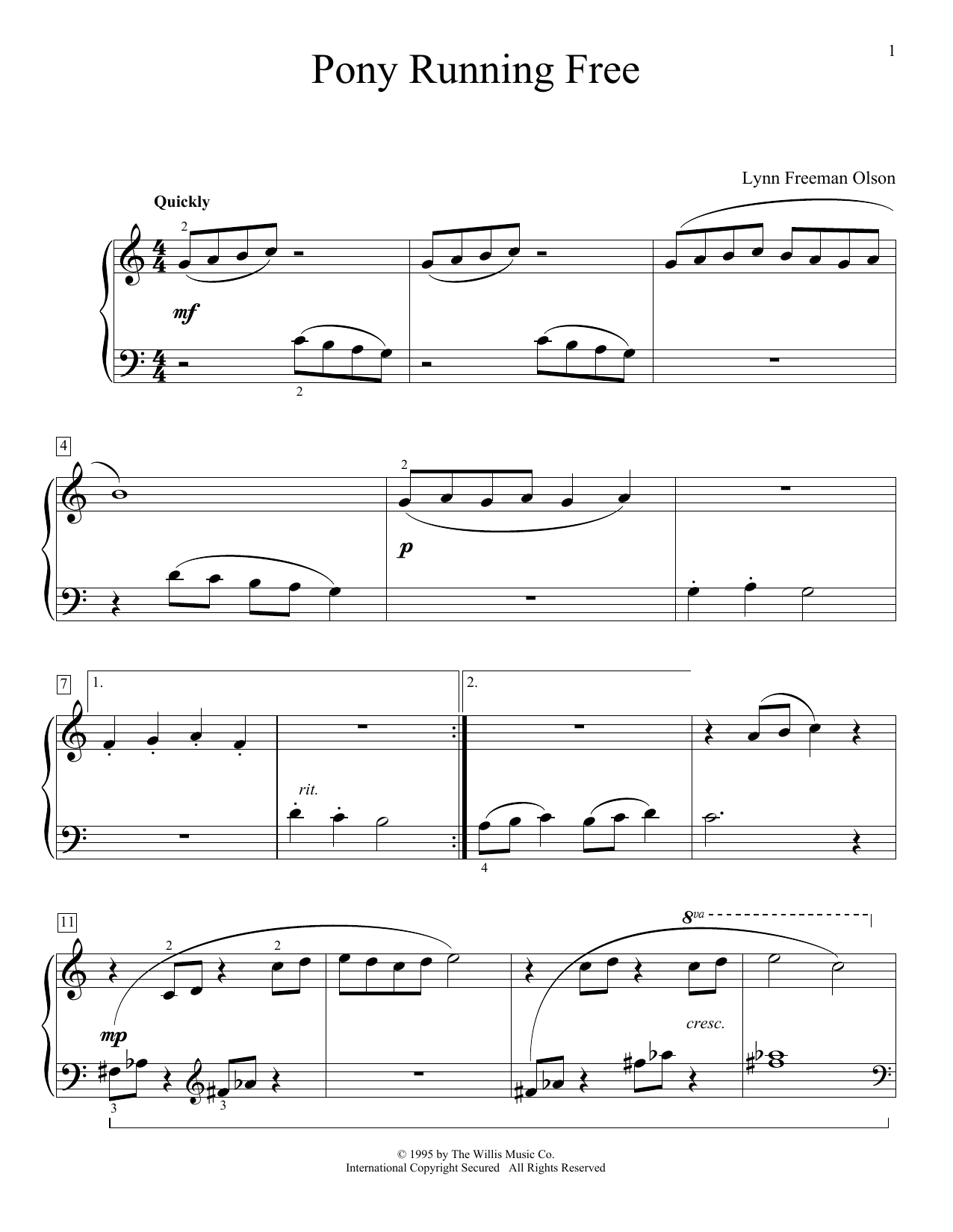 Lynn Freeman Olson Pony Running Free Sheet Music Notes & Chords for Educational Piano - Download or Print PDF