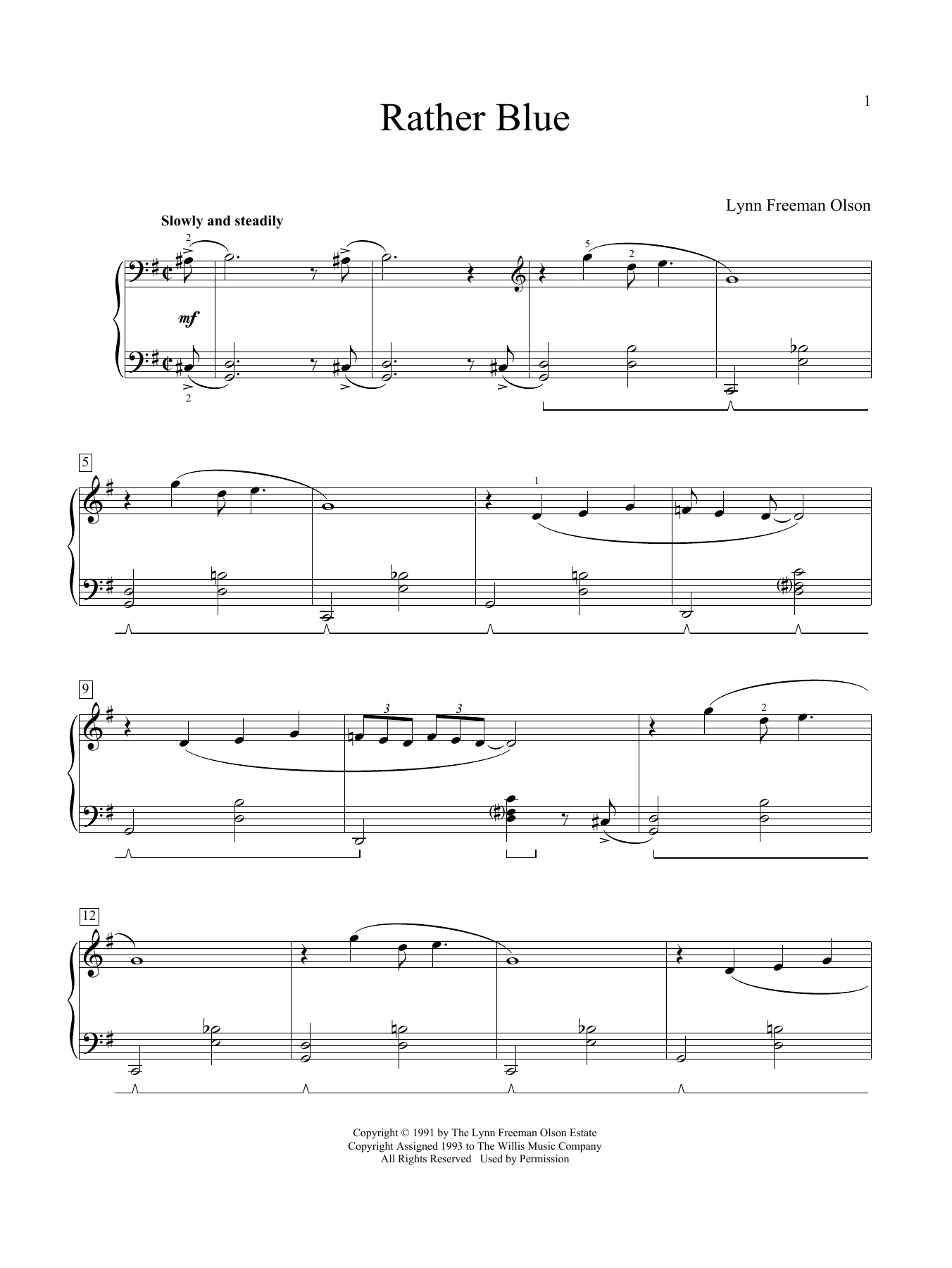 Lynn Freeman Olson Rather Blue Sheet Music Notes & Chords for Educational Piano - Download or Print PDF