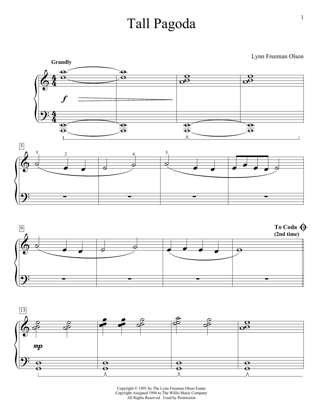 Lynn Freeman Olson Tall Pagoda Sheet Music Notes & Chords for Educational Piano - Download or Print PDF