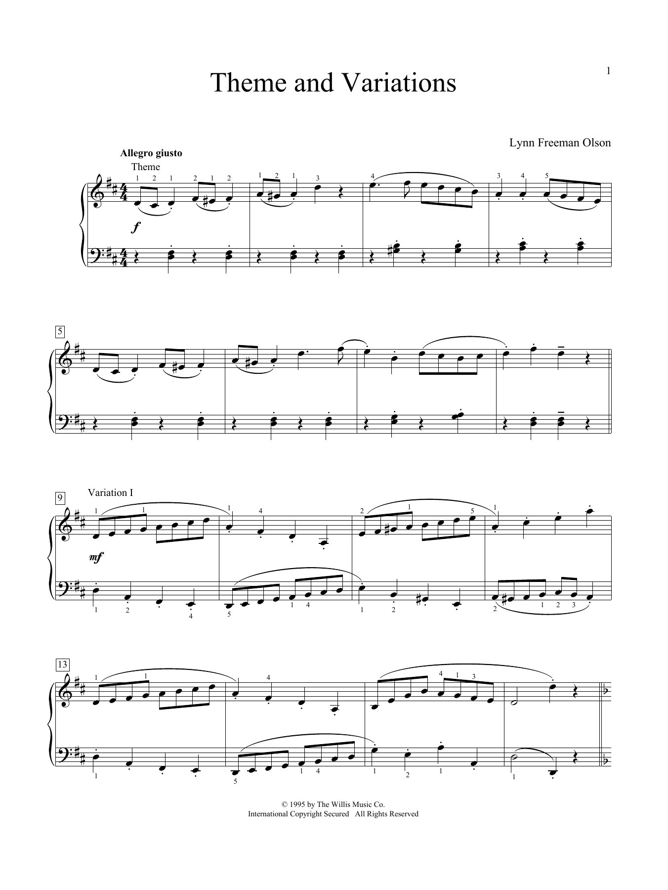 Lynn Freeman Olson Theme And Variations Sheet Music Notes & Chords for Educational Piano - Download or Print PDF