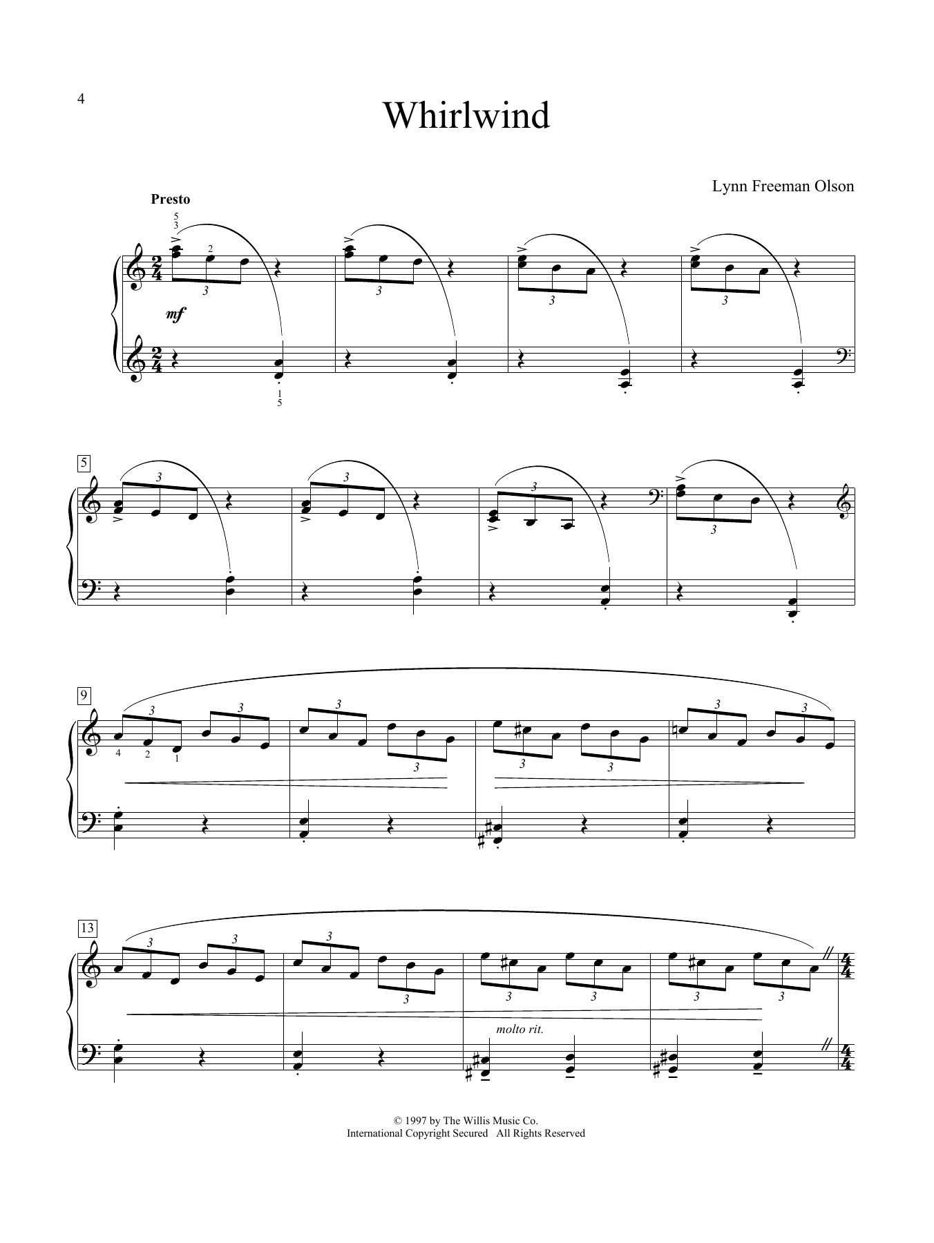 Lynn Freeman Olson Whirlwind Sheet Music Notes & Chords for Educational Piano - Download or Print PDF