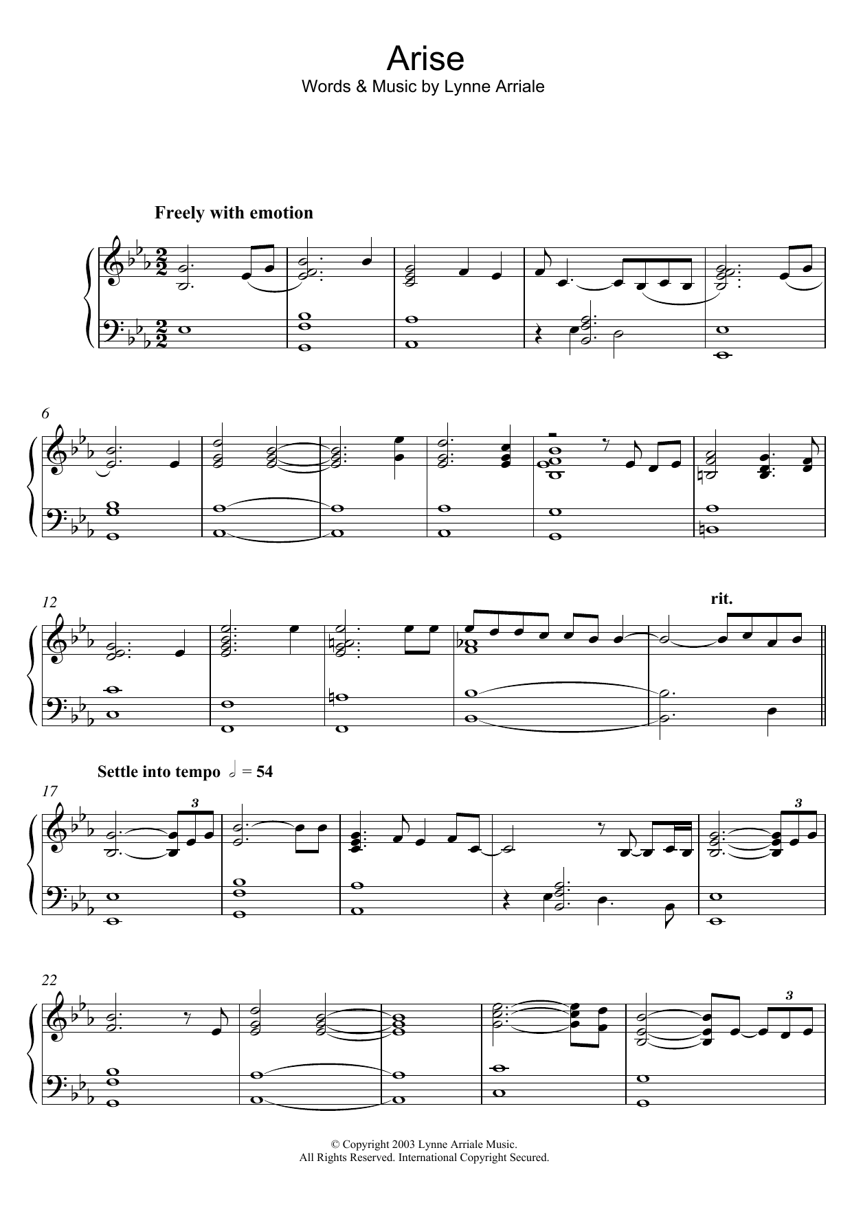 Lynne Arriale Arise Sheet Music Notes & Chords for Piano - Download or Print PDF