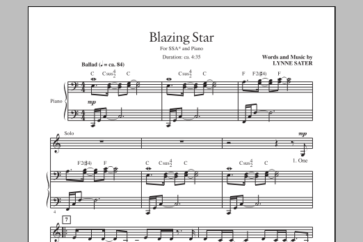Lynne Sater Blazing Star Sheet Music Notes & Chords for SAB - Download or Print PDF