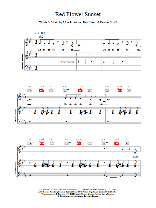 M People Red Flower Sunset Sheet Music Notes & Chords for Piano, Vocal & Guitar - Download or Print PDF