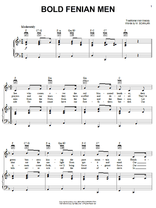 M. Scanlan Bold Fenian Men Sheet Music Notes & Chords for Easy Piano - Download or Print PDF