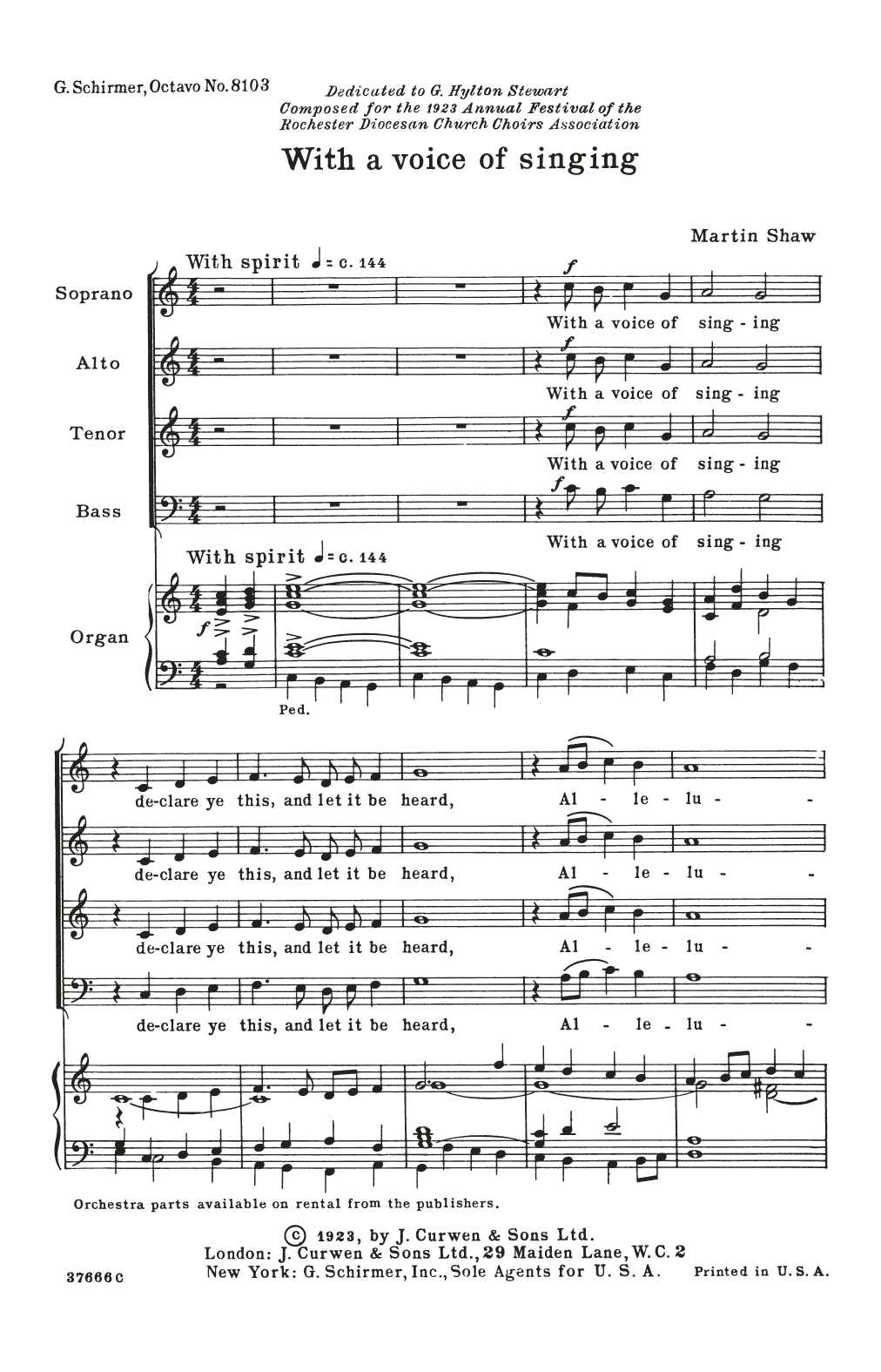 M. Shaw With A Voice Of Singing Sheet Music Notes & Chords for SATB Choir - Download or Print PDF