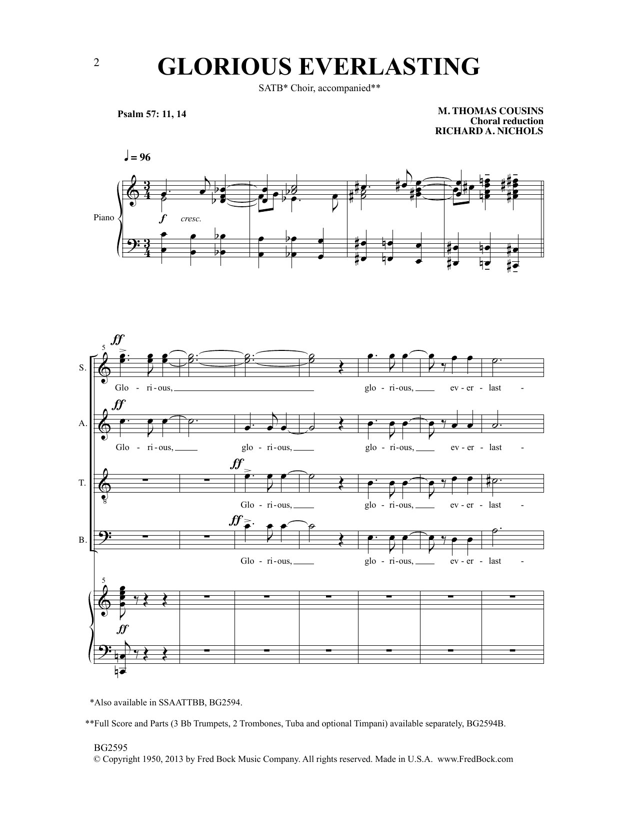 M. Thomas Cousins Glorious Everlasting (arr. Richard A. Nichols) Sheet Music Notes & Chords for SATB Choir - Download or Print PDF
