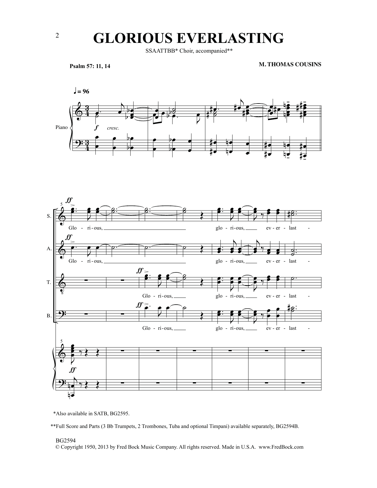 M. Thomas Cousins Glorious Everlasting Sheet Music Notes & Chords for SATB Choir - Download or Print PDF