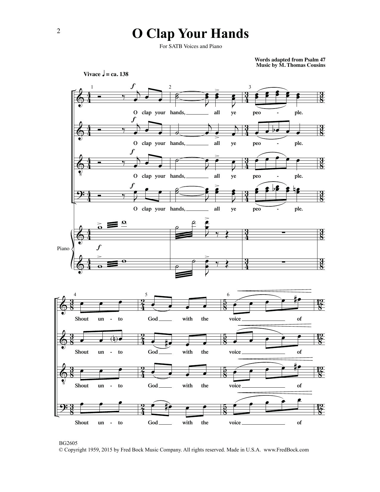 M. Thomas Cousins O Clap Your Hands Sheet Music Notes & Chords for SATB Choir - Download or Print PDF
