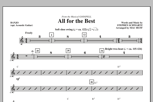 Mac Huff All For The Best - Banjo (opt. Acoustic Guitar) Sheet Music Notes & Chords for Choir Instrumental Pak - Download or Print PDF