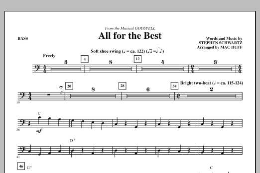 Mac Huff All For The Best - Bass Sheet Music Notes & Chords for Choir Instrumental Pak - Download or Print PDF