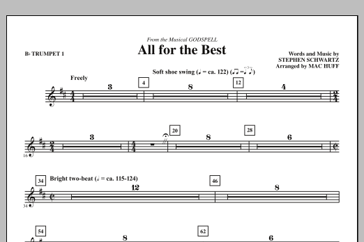 Mac Huff All For The Best - Bb Trumpet 1 Sheet Music Notes & Chords for Choir Instrumental Pak - Download or Print PDF