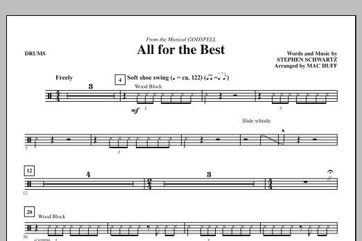 Mac Huff All For The Best - Drums Sheet Music Notes & Chords for Choir Instrumental Pak - Download or Print PDF