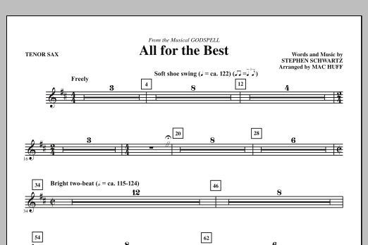 Mac Huff All For The Best - Tenor Sax Sheet Music Notes & Chords for Choir Instrumental Pak - Download or Print PDF