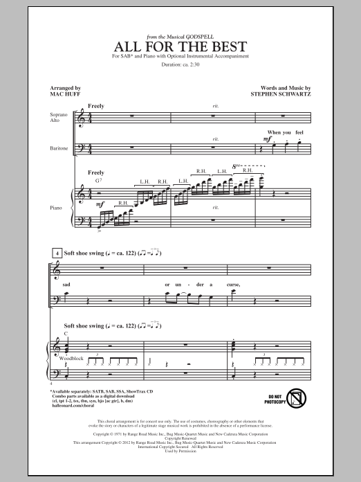 Mac Huff All For The Best Sheet Music Notes & Chords for SAB - Download or Print PDF