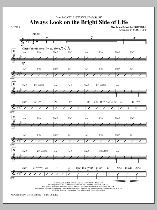 Mac Huff Always Look On The Bright Side Of Life - Guitar Sheet Music Notes & Chords for Choir Instrumental Pak - Download or Print PDF