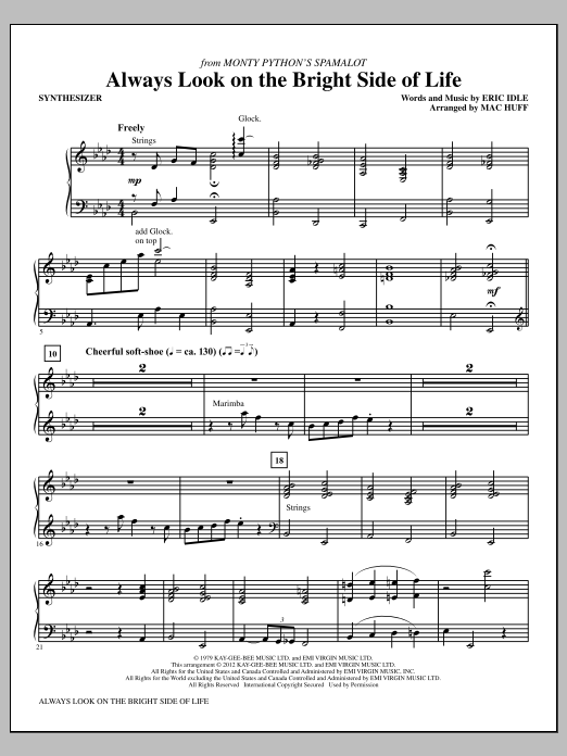 Mac Huff Always Look On The Bright Side Of Life - Synthesizer Sheet Music Notes & Chords for Choir Instrumental Pak - Download or Print PDF