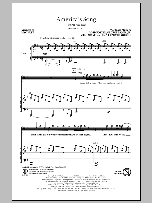 will.i.am America's Song (arr. Mac Huff) Sheet Music Notes & Chords for SAB - Download or Print PDF