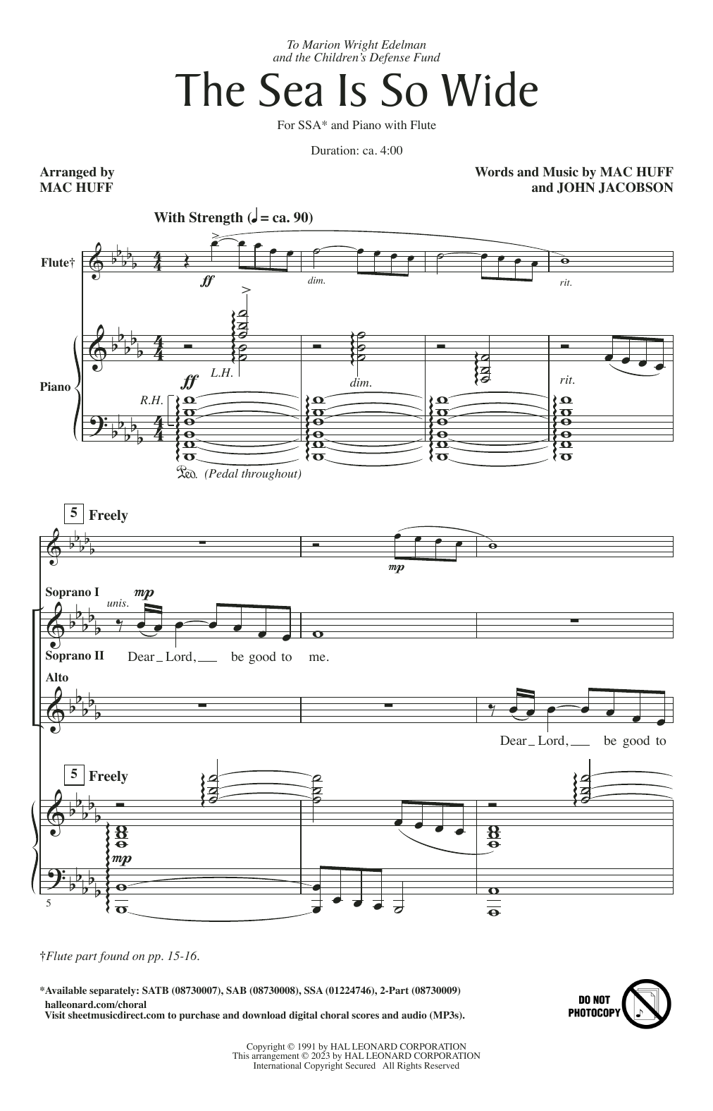 Mac Huff and John Jacobson The Sea Is So Wide (arr. Mac Huff) Sheet Music Notes & Chords for SSA Choir - Download or Print PDF