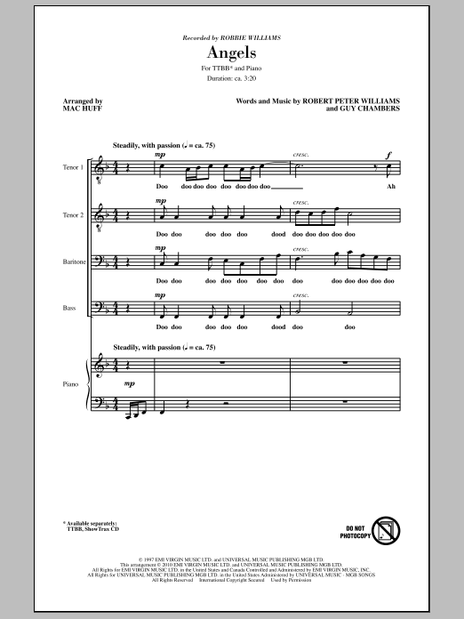 Mac Huff Angels Sheet Music Notes & Chords for TTBB - Download or Print PDF