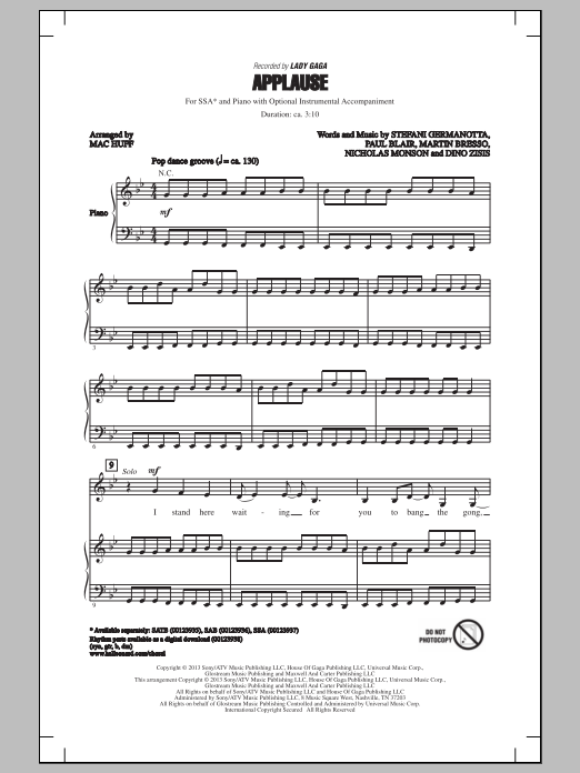 Mac Huff Applause Sheet Music Notes & Chords for SATB - Download or Print PDF