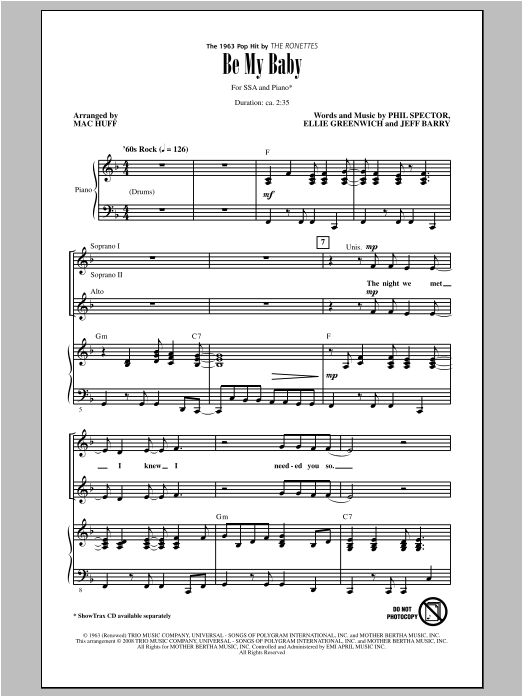 Mac Huff Be My Baby Sheet Music Notes & Chords for SSA - Download or Print PDF