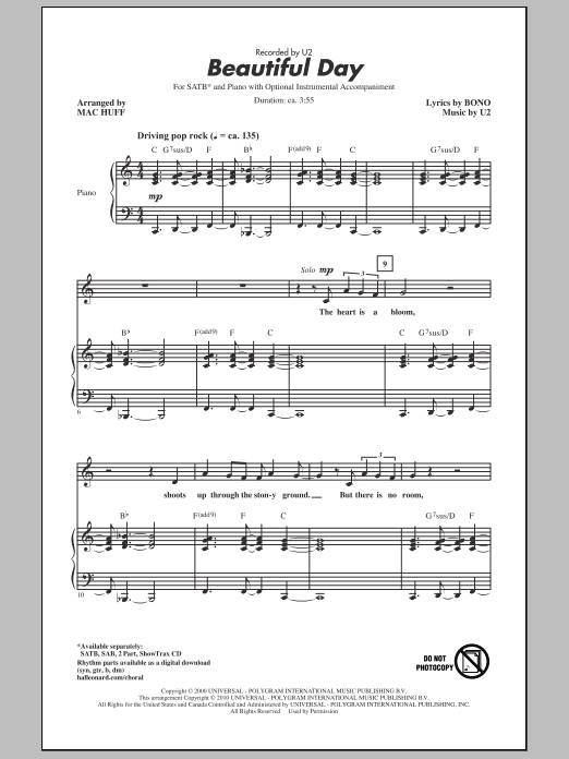 Mac Huff Beautiful Day Sheet Music Notes & Chords for SATB - Download or Print PDF