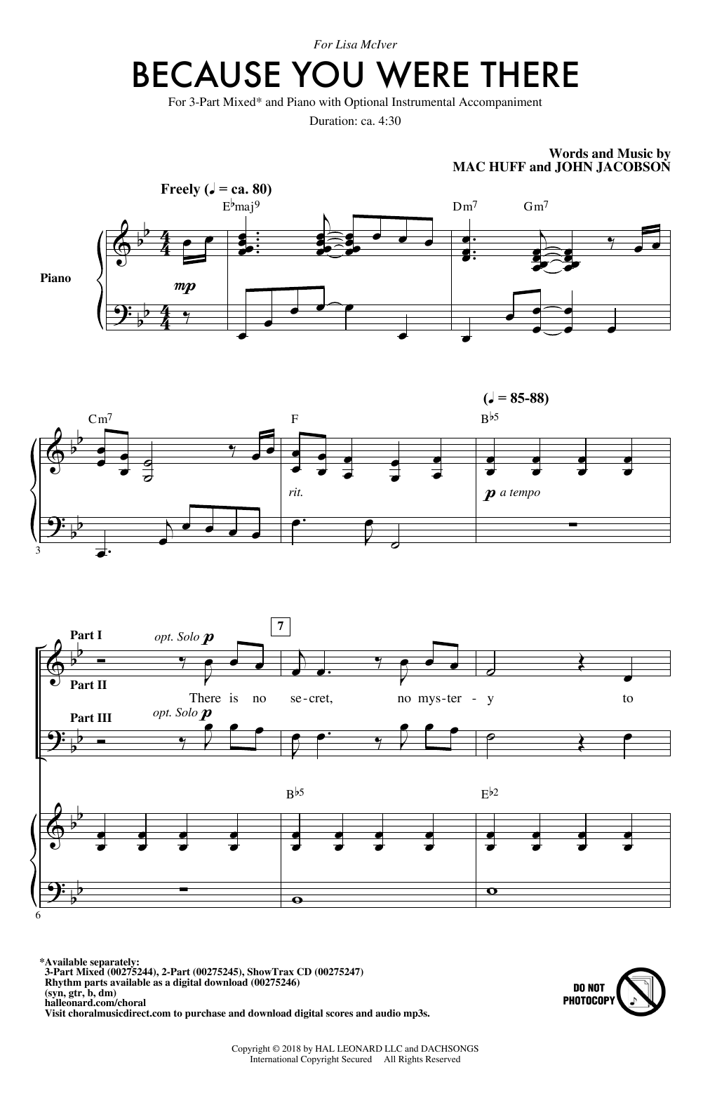 Mac Huff Because You Were There Sheet Music Notes & Chords for 3-Part Mixed - Download or Print PDF