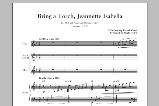 Traditional Carol Bring A Torch, Jeannette, Isabella (arr. Mac Huff) Sheet Music Notes & Chords for SSA - Download or Print PDF