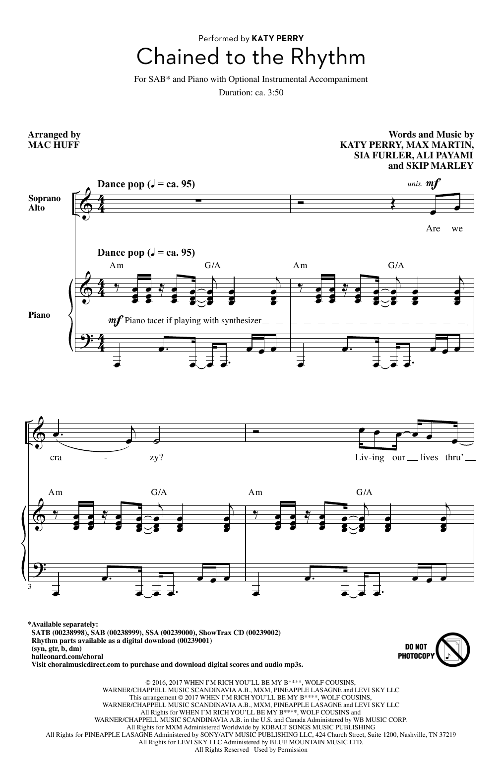 Mac Huff Chained To The Rhythm Sheet Music Notes & Chords for SSA - Download or Print PDF