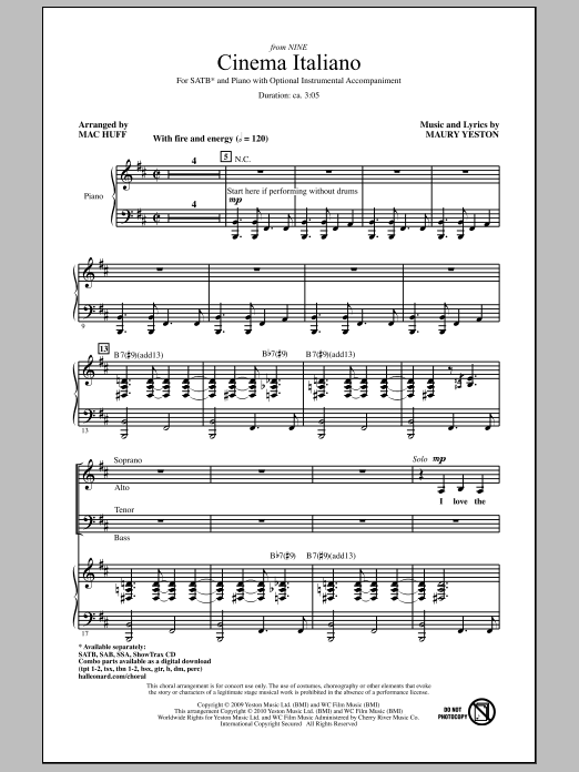 Mac Huff Cinema Italiano Sheet Music Notes & Chords for SATB - Download or Print PDF
