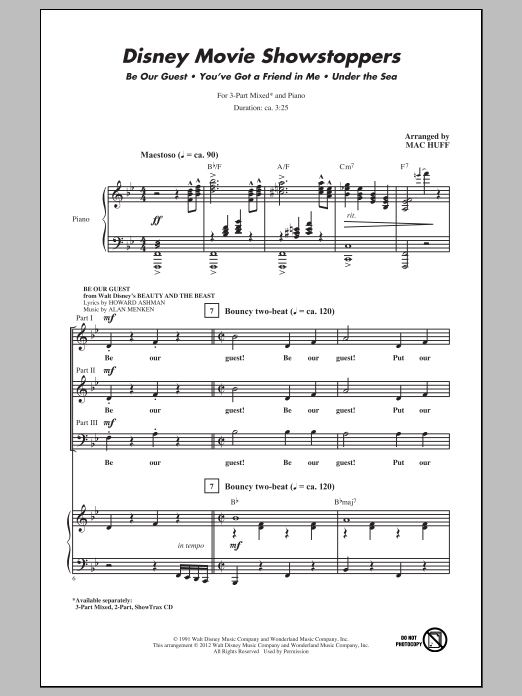 Mac Huff Disney Movie Showstoppers Sheet Music Notes & Chords for 2-Part Choir - Download or Print PDF