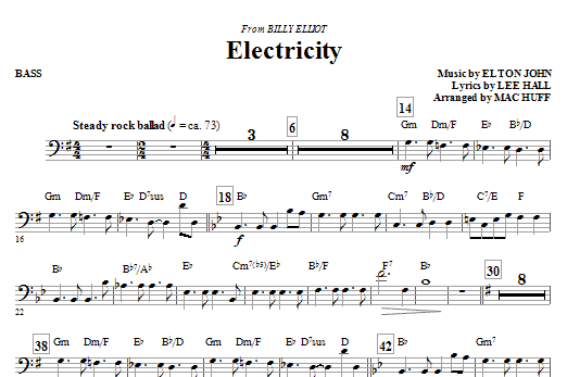 Mac Huff Electricity (from Billy Elliot) - Bass Sheet Music Notes & Chords for Choir Instrumental Pak - Download or Print PDF