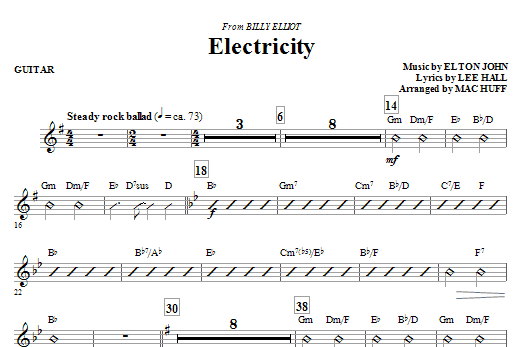 Mac Huff Electricity (from Billy Elliot) - Guitar Sheet Music Notes & Chords for Choir Instrumental Pak - Download or Print PDF