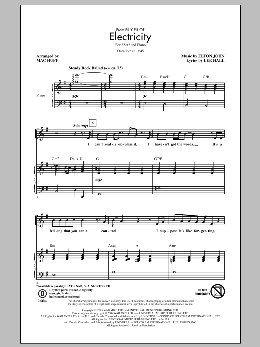 Mac Huff Electricity Sheet Music Notes & Chords for SSA - Download or Print PDF